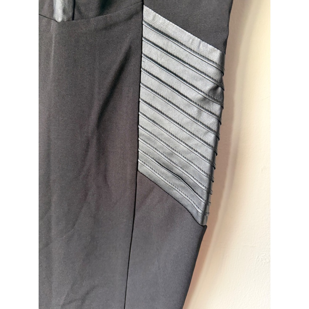 Mustard Seed Womens Black Faux Leather Trim Sleeveless Bodycon Mini Dress Size M - Picture 4 of 4